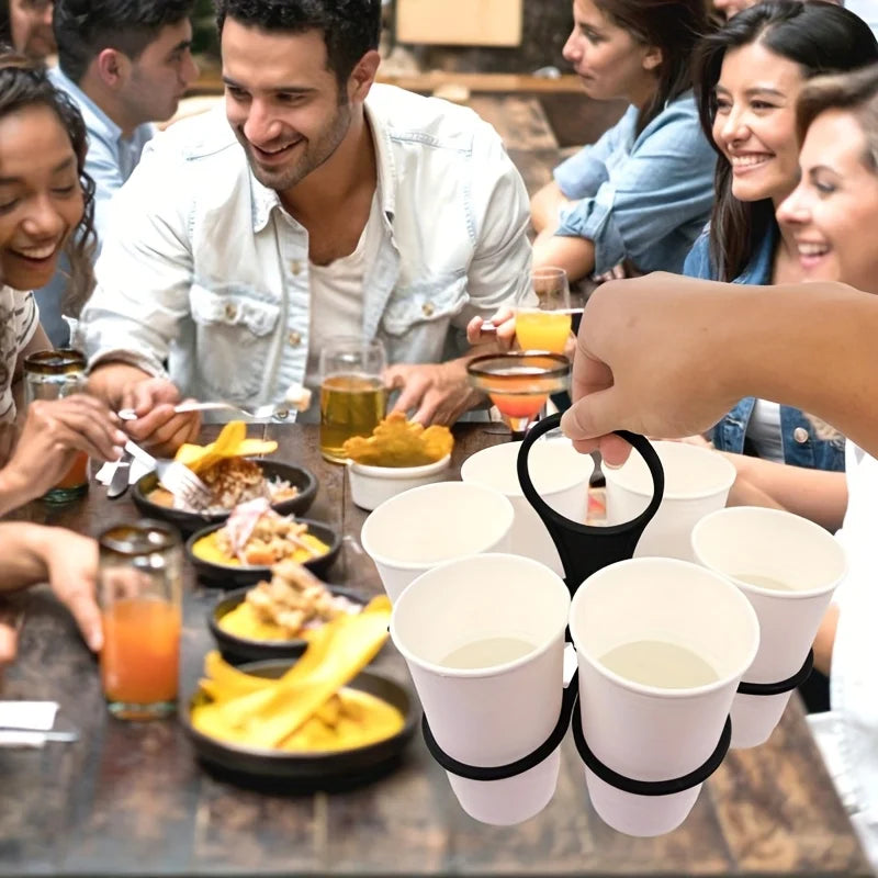 Portable 6-Slot Folding Drink Holder Tray with Handle – Reusable Beverage Carrier for Picnics, Parties & Outdoor Use (1/2 Pack)
