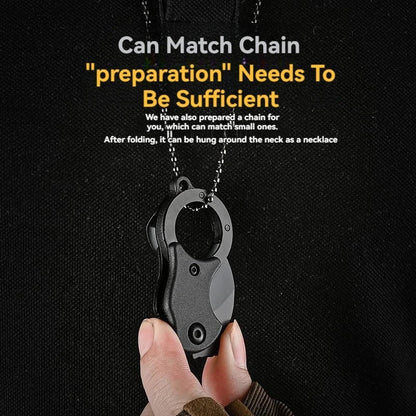 Mini Keychain Pocket Knife – Stainless Steel Camping EDC Tool with Fixed Blade, Peeler, and Portable Chain