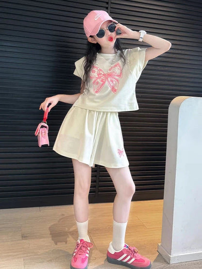 Girls' Summer Clothing Set - Casual Kids Tracksuit Outfit for Ages 4–12