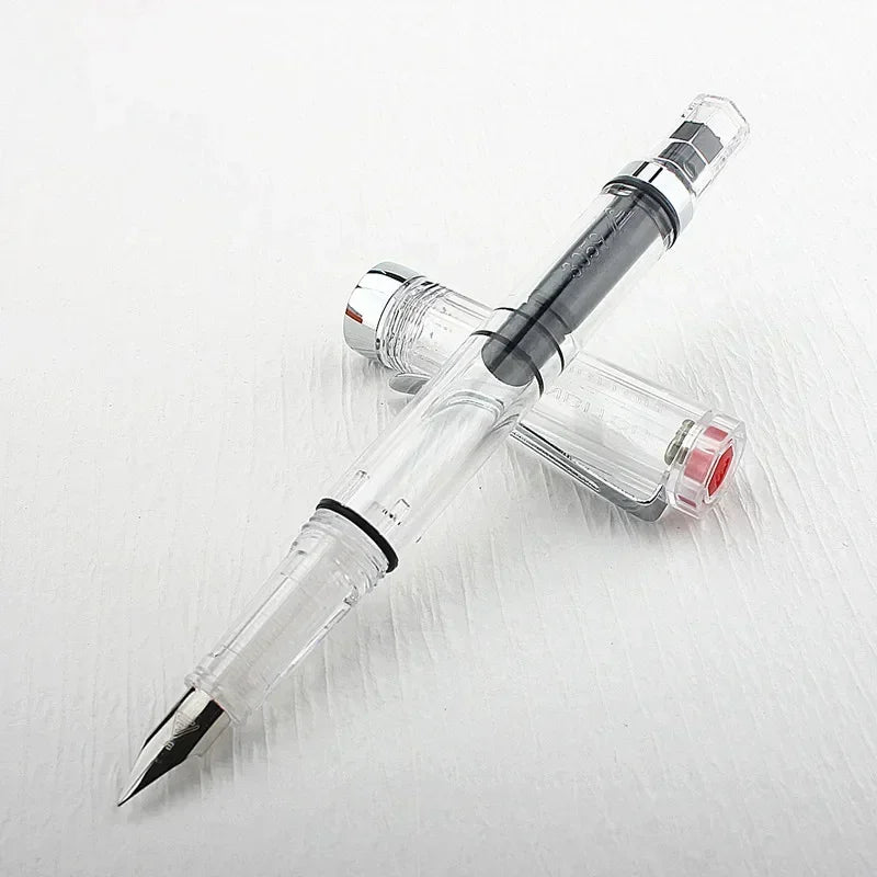 3059 Piston Fountain Pen – High-Quality Transparent Resin with EF/F Nib (0.38/0.5mm) for Business & Gift