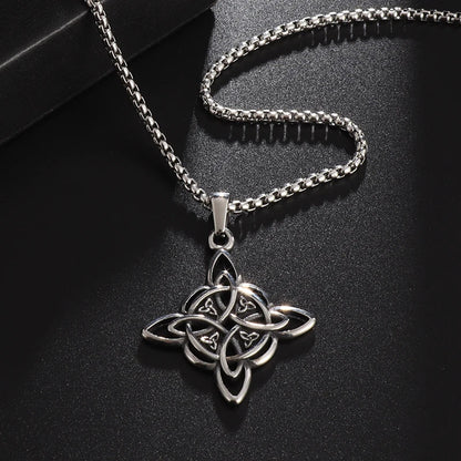Witch Knot Necklace – Stainless Steel Magic Celtic Knot Pendant, Pagan Witchcraft Symbols, Jewelry Gift for Women