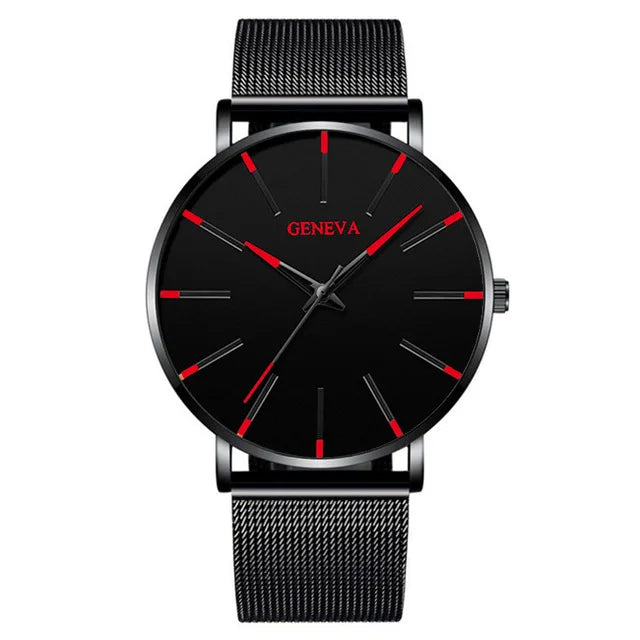 Men’s Luxury Quartz Watch – Fashion Slim Mesh Steel Waterproof Sport & Casual Wristwatch