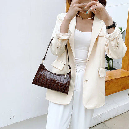 Retro Alligator Pattern PU Leather Handbag for Women – Small Shoulder & Clutch Tote Purse