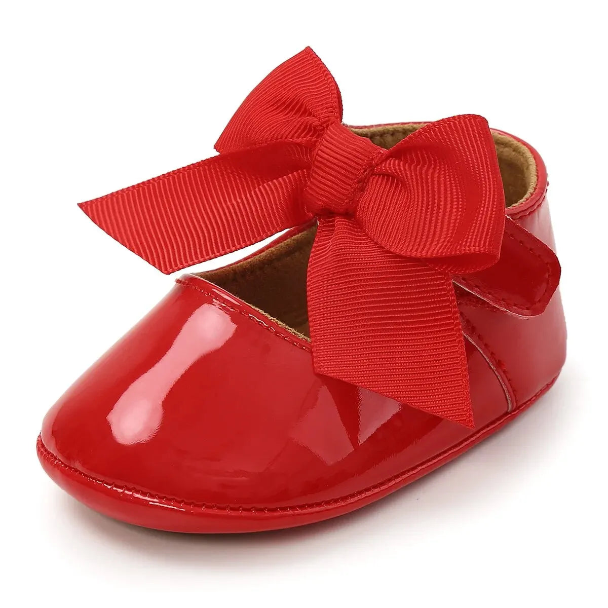 Meckior Baby Girl Shoes – Bowknot PU Ballet Slippers with Rubber Anti-Slip Sole, First Walker Toddler Crib Dress Shoes