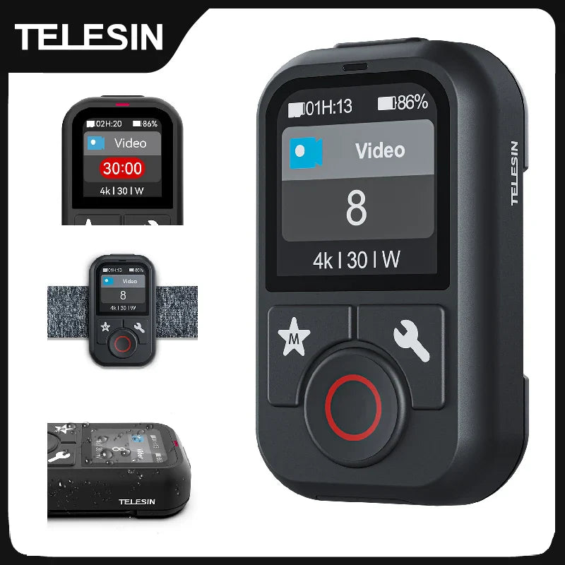 TELESIN Waterproof Bluetooth Remote for GoPro Hero 13/12/11/10/9/8/Max with Wrist Strap – Action Camera Accessory