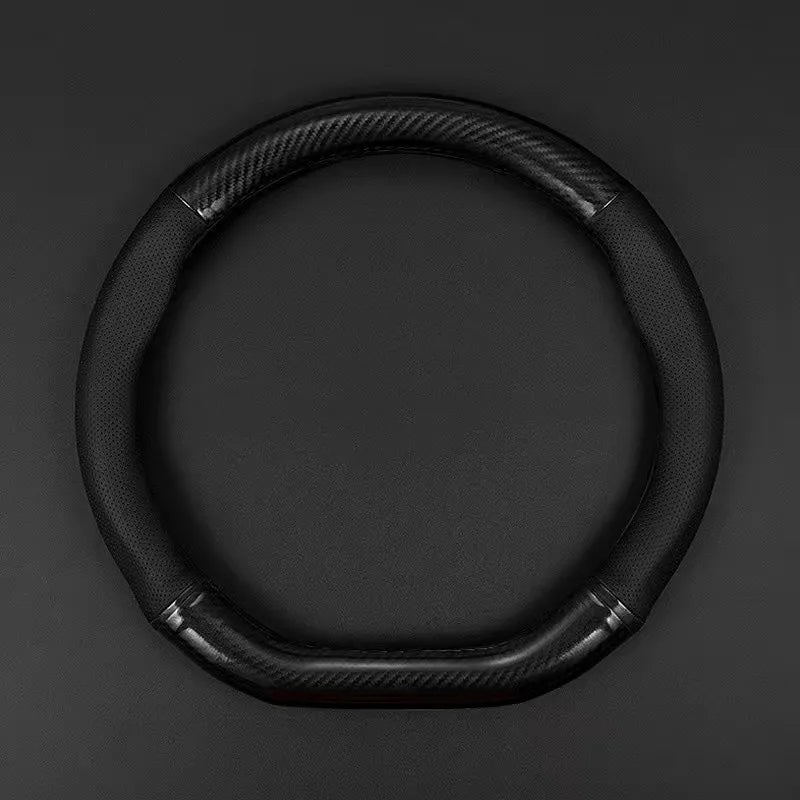 Universal Carbon Fiber Leather Steering Wheel Cover — 3D Anti-Slip, Stylish Car Accessory