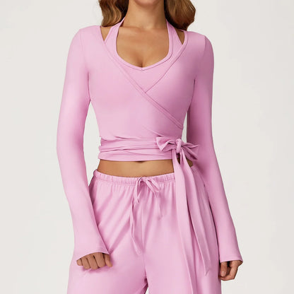 Women’s Long Sleeve Yoga Sports Top – Quick Dry Gym Running Workout Shirt, Sexy Fitness Activewear Crop Style