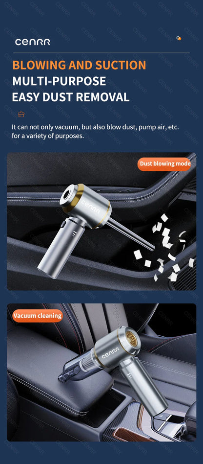 CENRR 360000PA Mini Cordless Car Vacuum Cleaner – Powerful Handheld Portable Wireless Cleaning Machine
