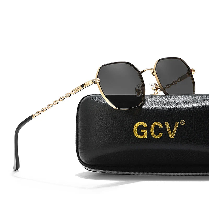 GCV Classic Retro Women's Rectangular Sunglasses — Metal Frame with Polaroid Lenses