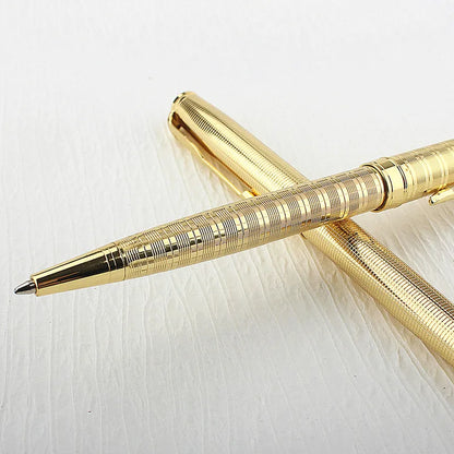 Luxury 0.7mm Metal Rollerball Pen – Blue Ink Gold Steel Signature Pen for Office & School Writing