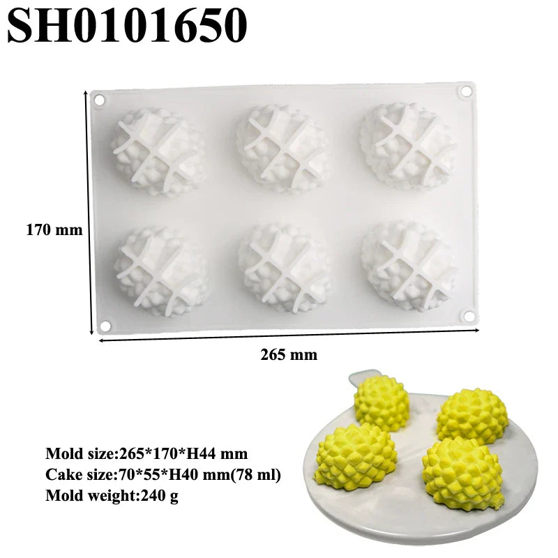 SHENHONG Silicone Fruit Mousse Cake Molds – Orange, Apple, Pear, Mango, Strawberry & Durian Dessert Decorating Tools