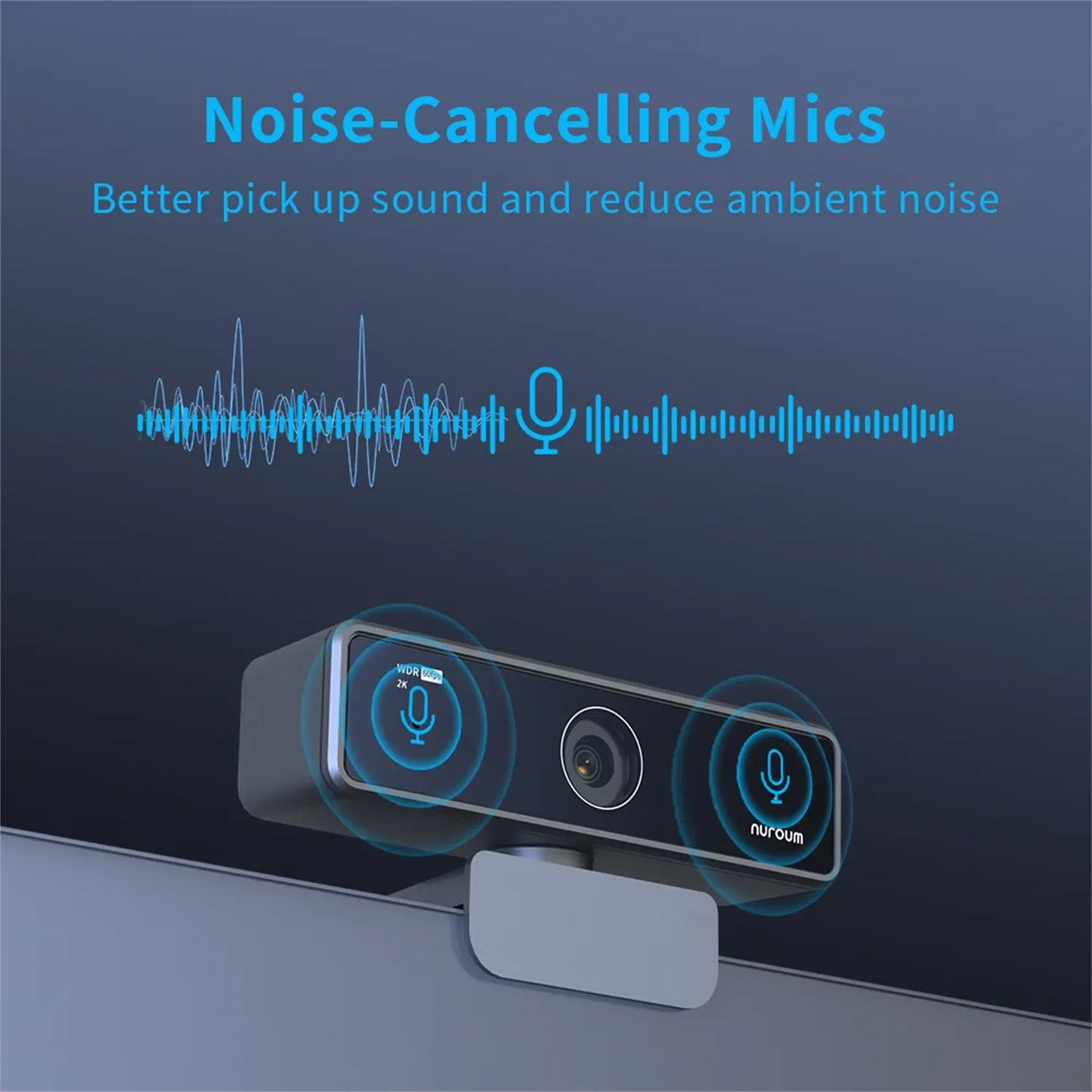 NUROUM V11 2K Webcam with Dual Microphones – 1080P 60fps & 1440P 30fps USB Camera for PC & Laptop