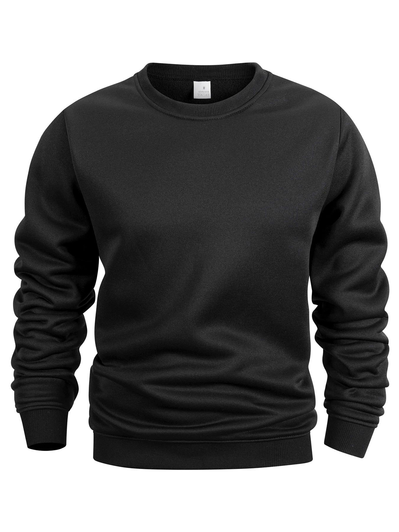 Men’s Crew Neck Sweatshirt — Solid Color Casual Long Sleeve Pullover for Spring Outdoor Sportswear