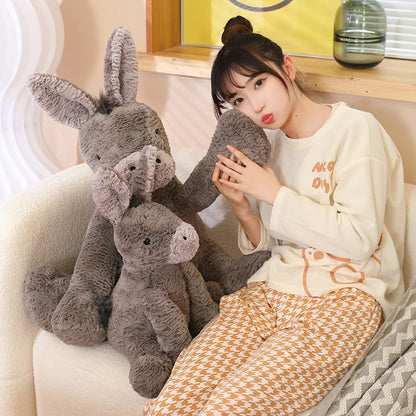 23/40/60cm Cute Burro Plush Toy — Grey Donkey Stuffed Animal, Soft Baby & Infant Doll, Birthday Gift & Room Decor
