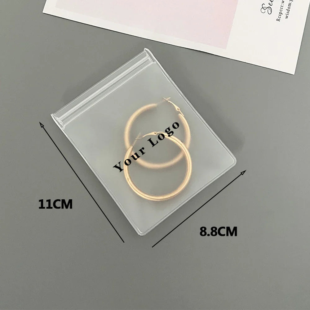Personalized Transparent EVA Jewelry Zipper Bag – Frosted Plastic Storage Pouch for Ring, Earring, Necklace & Bracelet Packaging