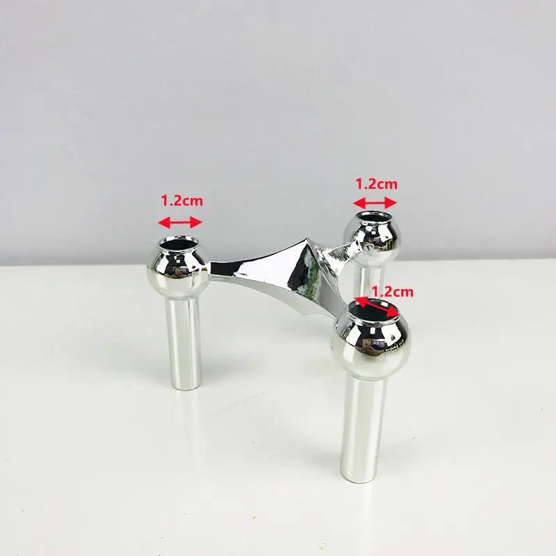 Metal Molecular Structure Candle Holder – Nordic Silver Candelabra Centerpiece for Living Room Decor & Gift