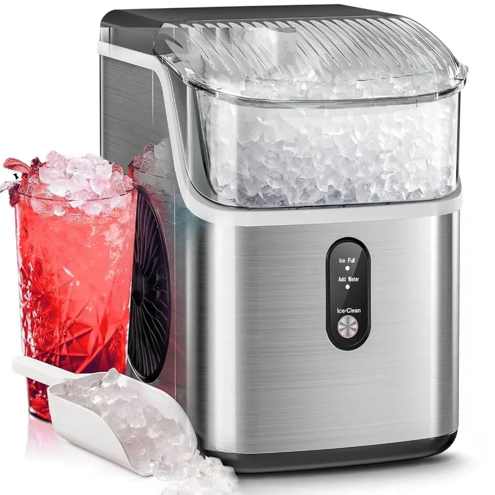 Sonic Ice Maker – 35lbs/Day Capacity, Self-Cleaning, with Scoop & Basket Ice Machine