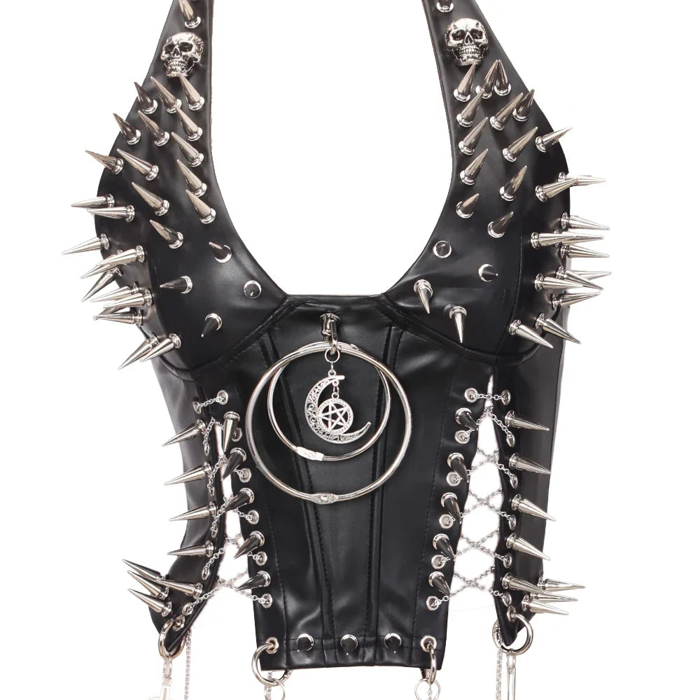 Y2K Gothic Spiked Tank Top - Punk Rock Emo Grunge Festival Style for Women