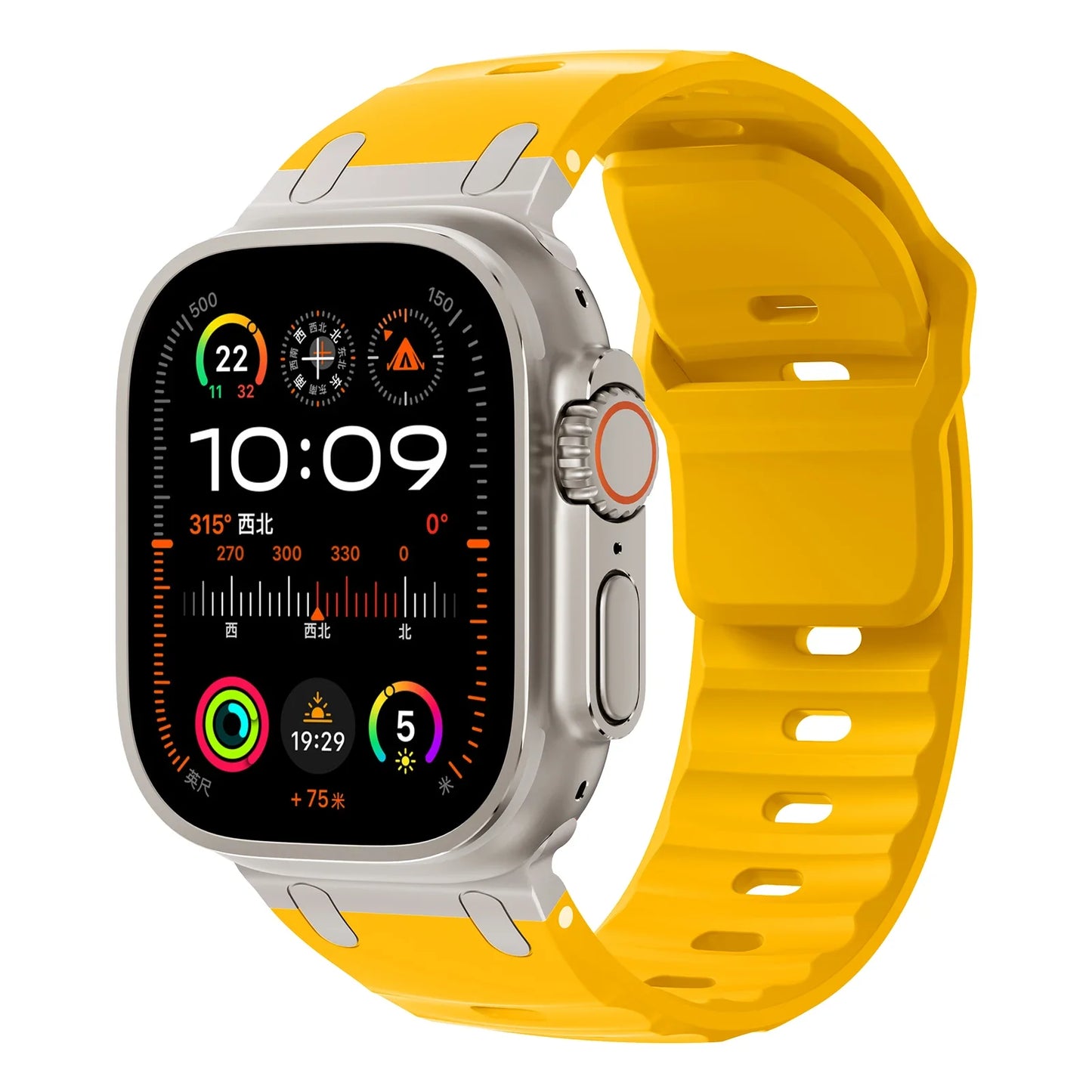 Sport Silicone & Stainless Steel Strap for Apple Watch — Fits Ultra 2 & Series 10/9/8/7/SE (44–49mm)