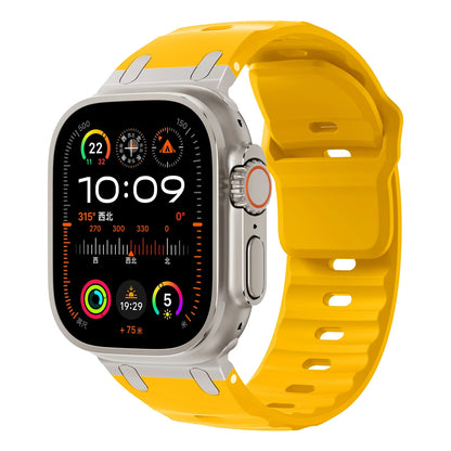 Sport Silicone & Stainless Steel Strap for Apple Watch — Fits Ultra 2 & Series 10/9/8/7/SE (44–49mm)