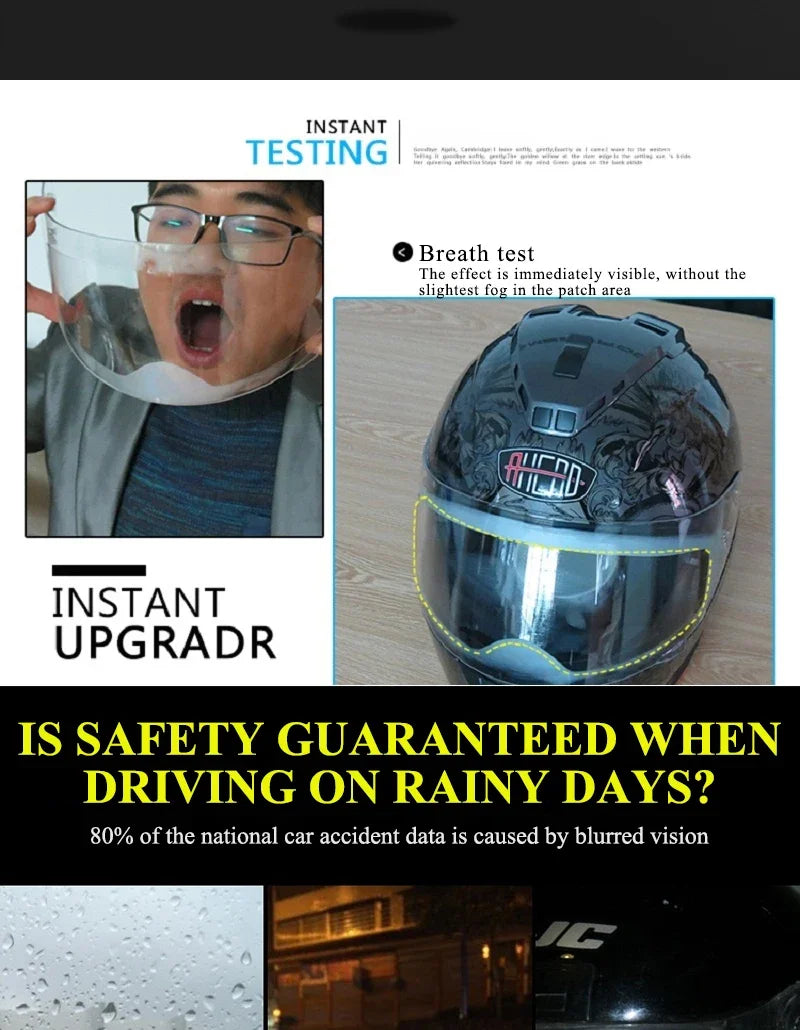 Motorcycle Helmet Mirror Rainproof Film – Anti-Fog Sticker for High Definition Visibility, Universal Motorcycle Accessories