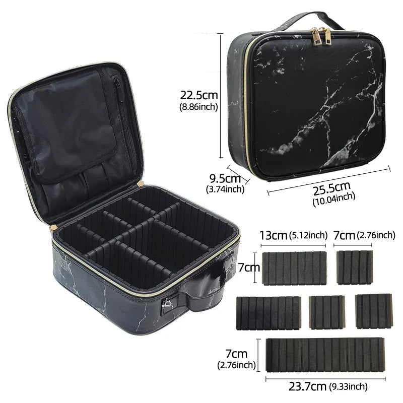 New PU Leather Cosmetic Bag for Women – Multi-Functional Portable Travel Makeup Storage Case