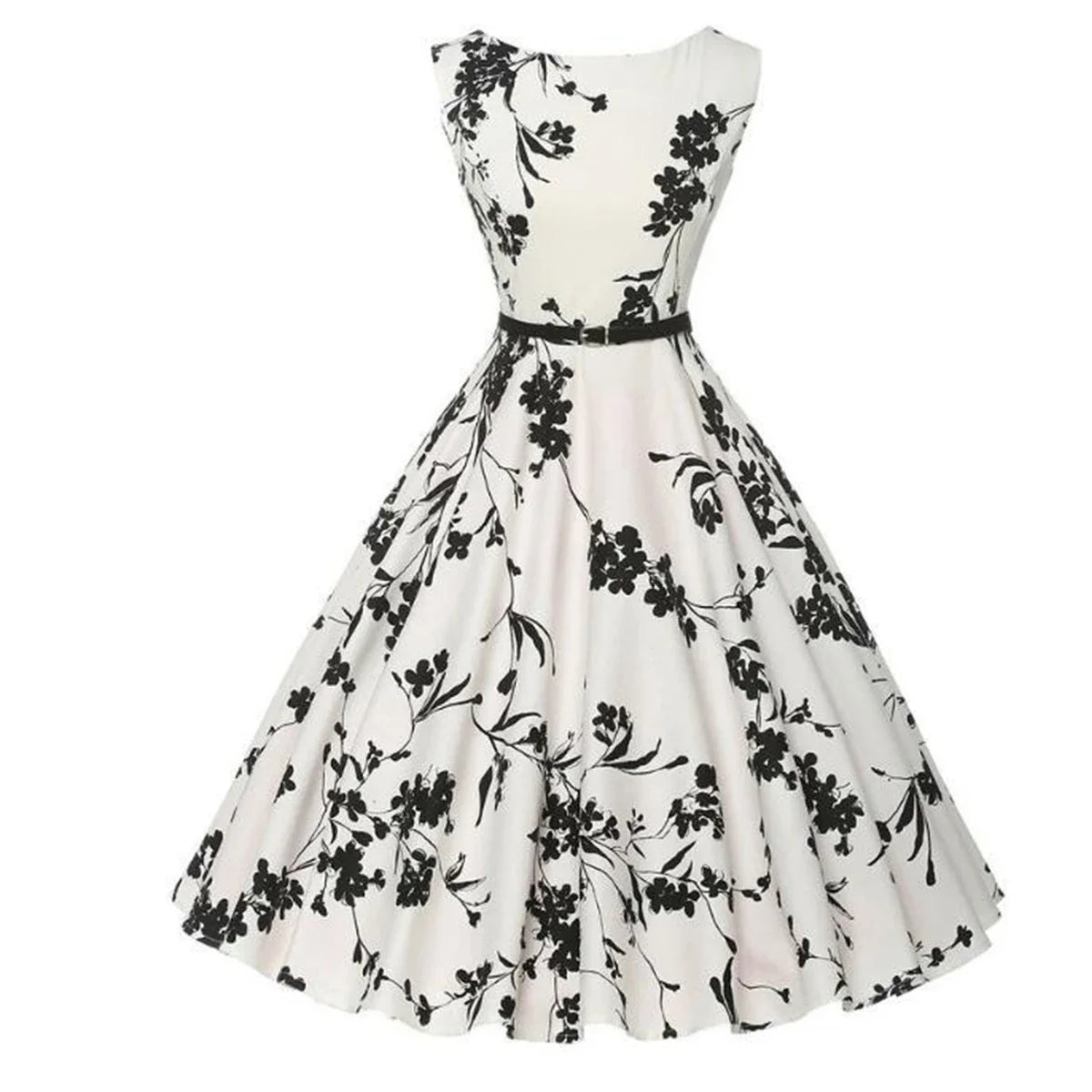 Women’s Summer Floral Vintage Swing Dress – Retro Rockabilly Casual Floral Midi Vestido for Everyday & Vacation Wear
