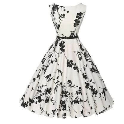 Women’s Summer Floral Vintage Swing Dress – Retro Rockabilly Casual Floral Midi Vestido for Everyday & Vacation Wear