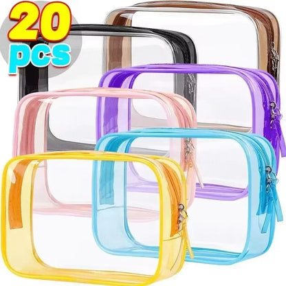 1/20PCS Transparent PVC Travel Organizer — Clear Makeup & Cosmetic Bag, Toiletry & Beauty Case