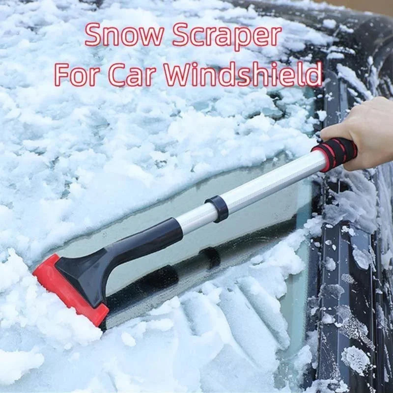 Extendable Aluminum Ice Scraper & Snow Brush – Telescopic Extra-Long Car Windshield Shovel