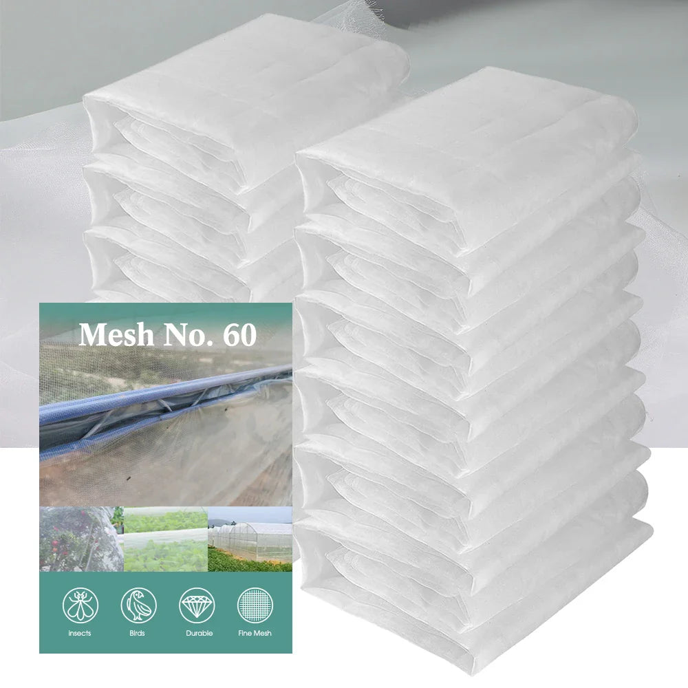 White 60 Mesh Garden Insect Netting – Greenhouse Protection Cover for Plants, Vegetables, Pest & Bird Control