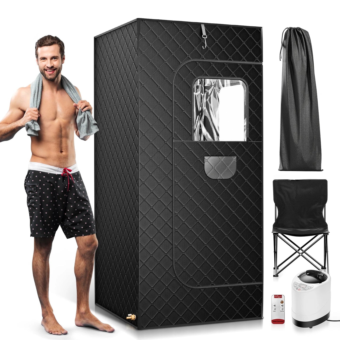 Full Body Home Steam Sauna Set – 2.6L Single-Person Spa with Time & Temperature Remote Control for Detox Therapy