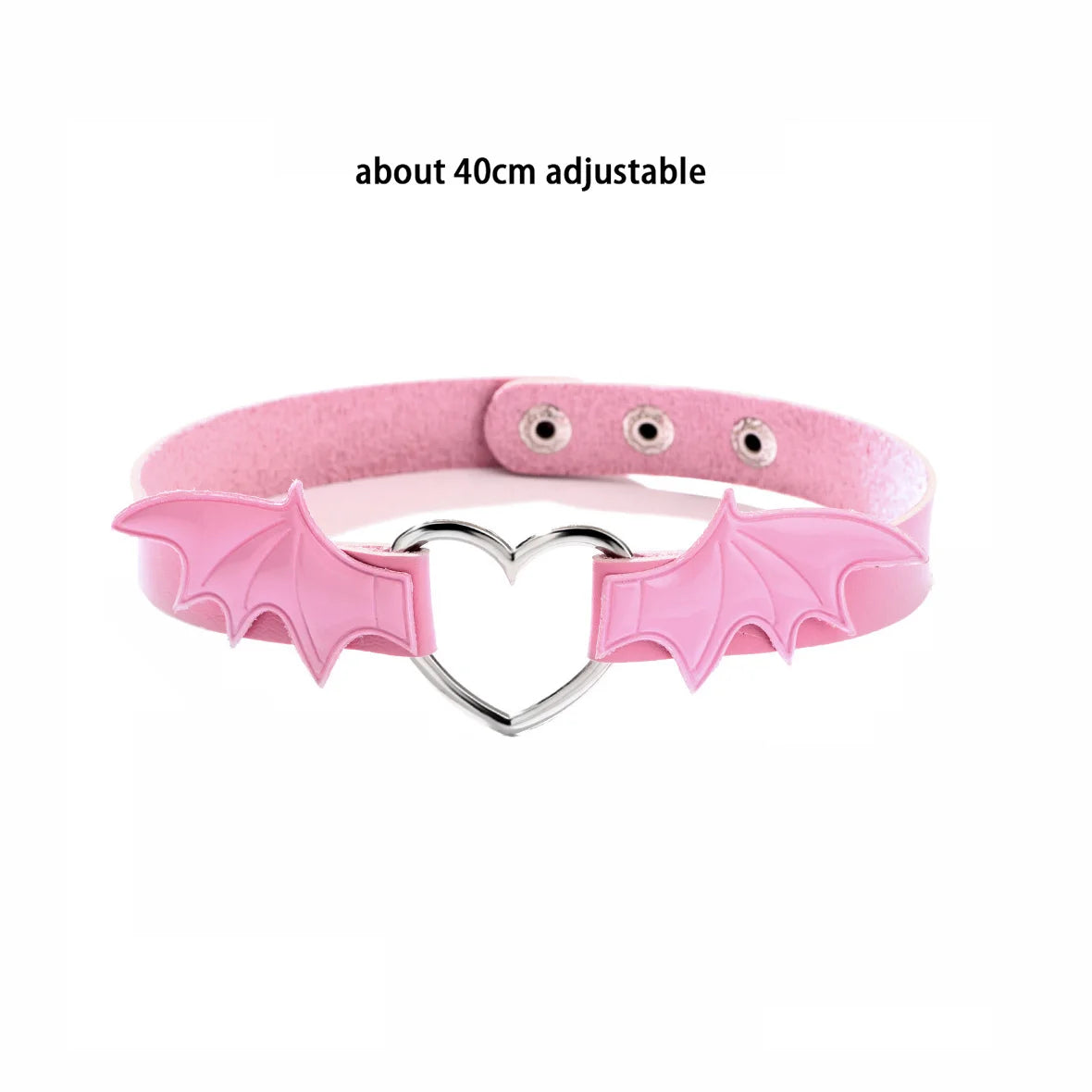 Pink Gothic Collar Necklace – Trendy Rock Leather Heart with Rivets, Harajuku Punk Choker Jewelry for Women, Gift Idea