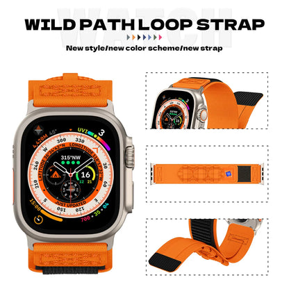 Tactical Nylon Strap for Apple Watch – Alpine Trail Loop Band for 40-49mm Series Ultra2, 11, 7-9, SE