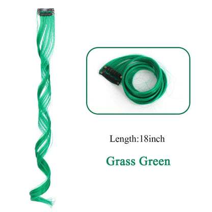 HUAYA 18" Synthetic Clip-In Colorful Curly Hair Extension – Ombre Pink Purple Red Blue Hair Piece