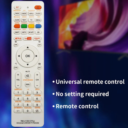 Universal RM-L1130+X Replacement Remote Control – Compatible with RM-L113+12 & RM-L1130+8 Television Models