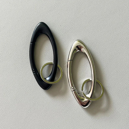 Unisex Essential Belt Icon Carabiner Keychain – Blackout Oval Solid Buckle for Men & Women Bag Accessories