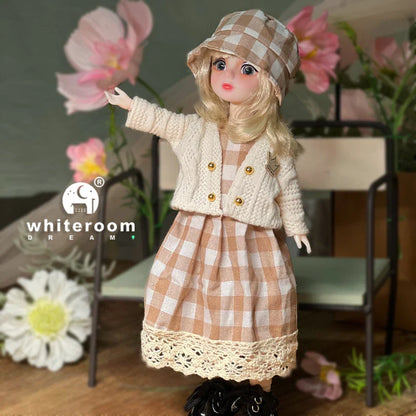 30cm 1/6 BJD Ball Jointed Doll – Starry Gray Eyes with Lolita Fashion Dress, DIY Toy Gift for Girls