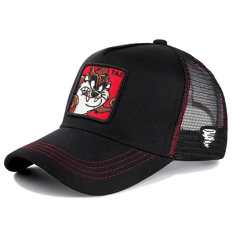 Anime Cartoon Snapback Cap - Cotton Mesh Trucker Hat for Men & Women Hip Hop Dad Style