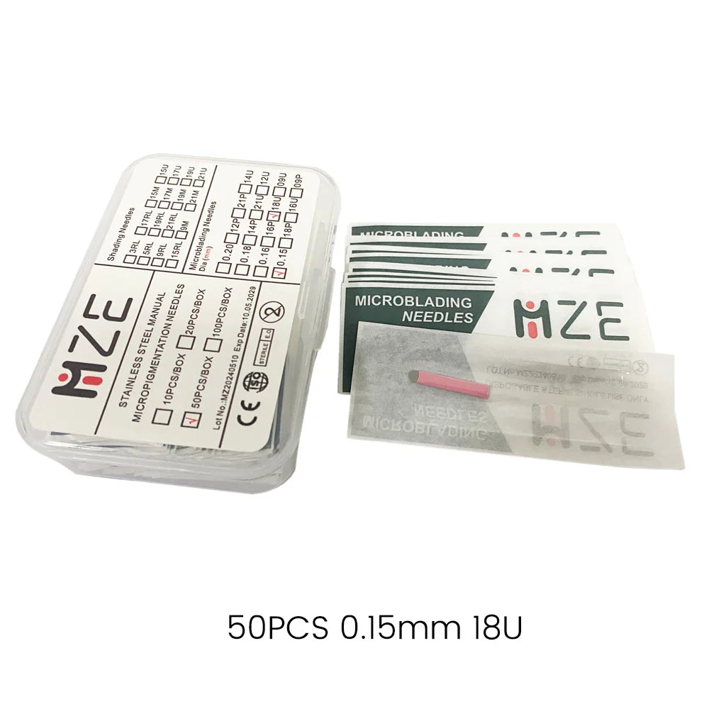 0.15mm Microblading Nano Blades — U-Shape Tebori Tattoo Needles for Permanent Makeup Eyebrow Pen