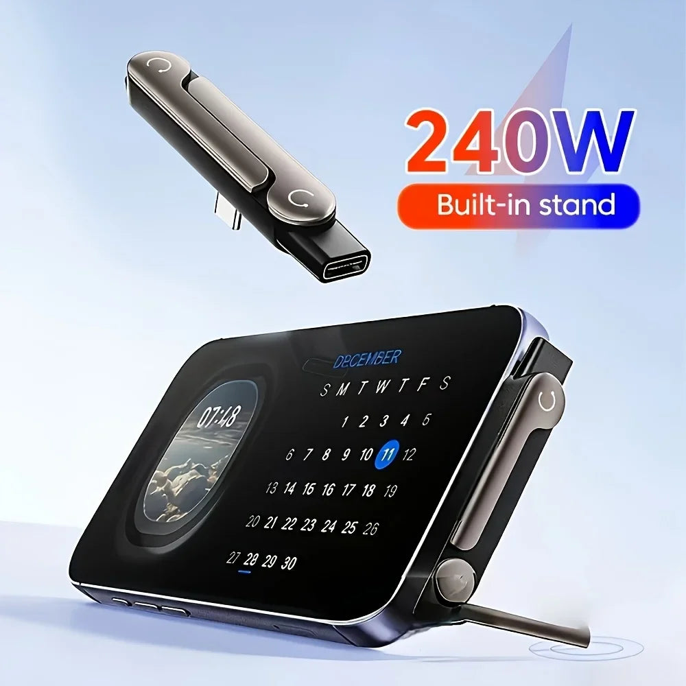 Type-C Phone Charging Stand Adapter – USB-C Male to USB-C Female Foldable Data Cable Converter with Built-in Phone Holder for Fast Charging & Sync Compatible with Type-C Devices