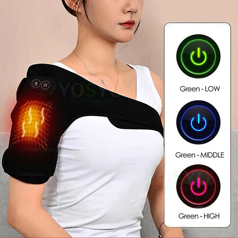 Electric Shoulder Brace & Heated Knee Massager - Vibration Massage Support Strap with Adjustable Three Heating Levels