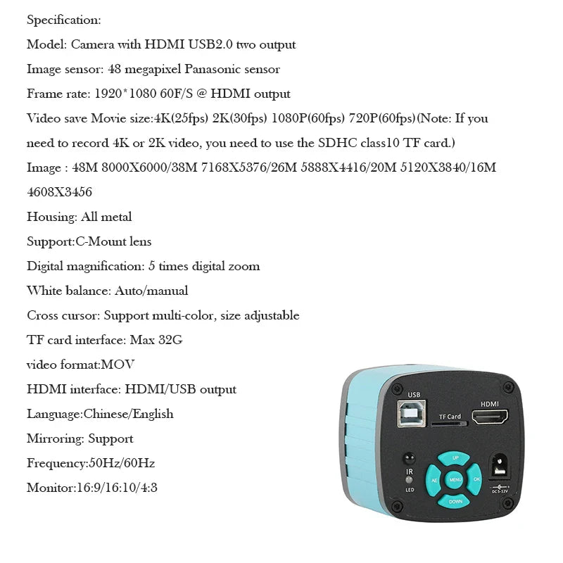 3.5X-100X 200X Simul-Focal Trinocular Stereo Microscope with 4K HDMI USB-C Digital Camera – 55MP/48MP/24MP Objective Lens