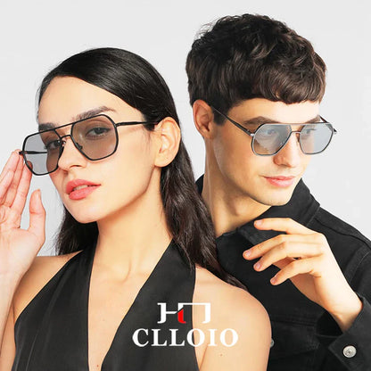 CLLOIO Fashion Aluminum Photochromic Sunglasses – Polarized Chameleon Anti-Glare Driving Glasses for Men & Women