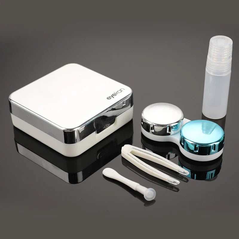 Portable Square Contact Lens Case – Travel Storage Container & Soaking Box in Solid Colors, Fashion Eye Care Accessories