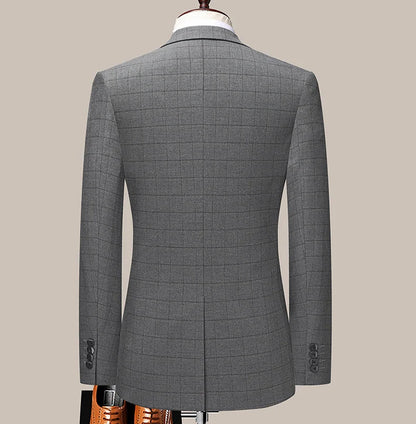 2023 Men’s Two-Button Wedding Suit — Korean Slim Fit Fashion Business Formal Two-Piece Set (Blazer + Trousers)