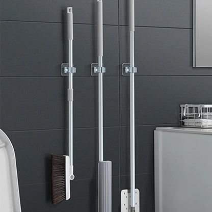 Mop Storage Rack — Wall-Mounted Suction Mop & Broom Holder, Traceless Waterproof Hanging Clip for Bathroom