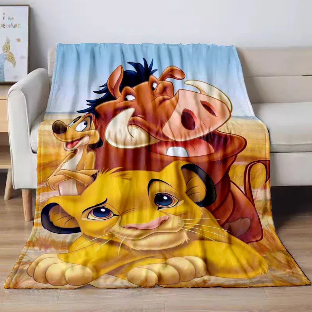 Lion King Simba Cartoon Flannel Blanket – Soft Cozy Throw for Sofa, Bed, Car, Camping, Travel & Kids Gift