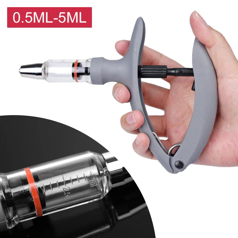 2ml/5ml Veterinary Animal Syringe - Continuous Injector with 10 Needles for Cats, Chickens, Sheep, Farm Use