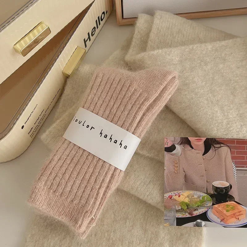 Winter Cashmere Wool Socks for Women – Warm Thicken Thermal Long Socks, Japanese Harajuku Style